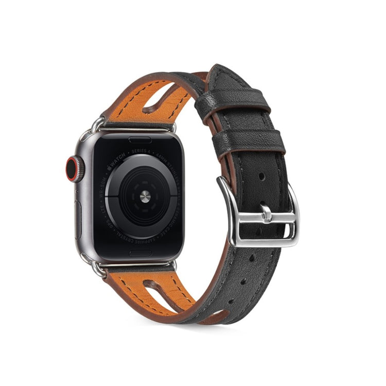  Apple Watch Series 5 40mm / Apple Watch 40mm Ægte læder Rem - Sort#serie_1