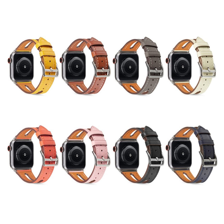  Apple Watch Series 5 40mm / Apple Watch 40mm Ægte læder Rem - Sort#serie_1