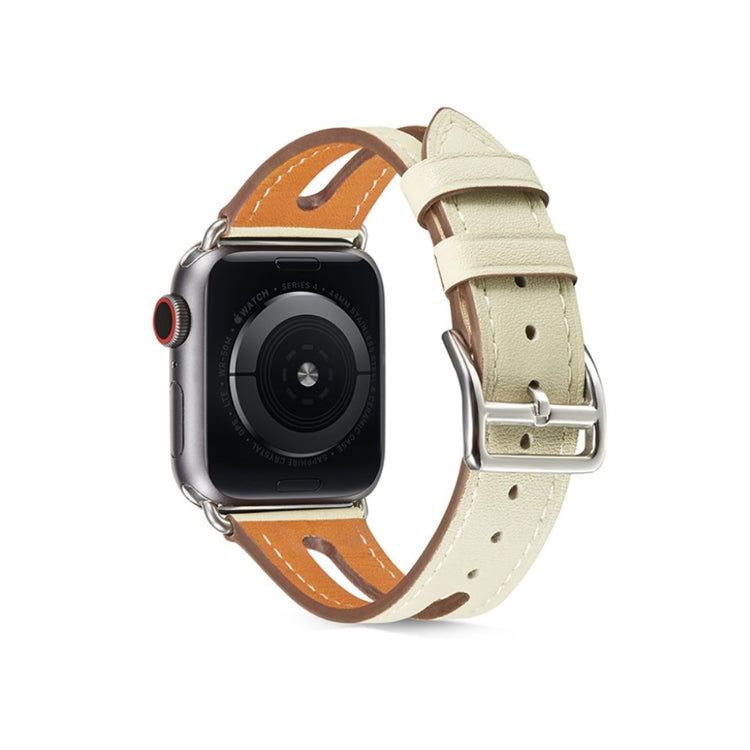  Apple Watch Series 5 40mm / Apple Watch 40mm Ægte læder Rem - Beige#serie_2