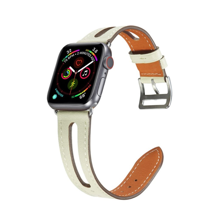  Apple Watch Series 5 40mm / Apple Watch 40mm Ægte læder Rem - Beige#serie_2