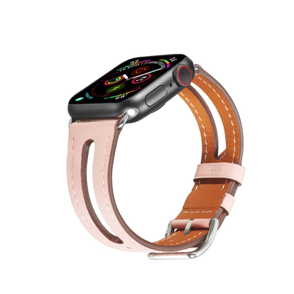  Apple Watch Series 5 40mm / Apple Watch 40mm Ægte læder Rem - Pink#serie_4