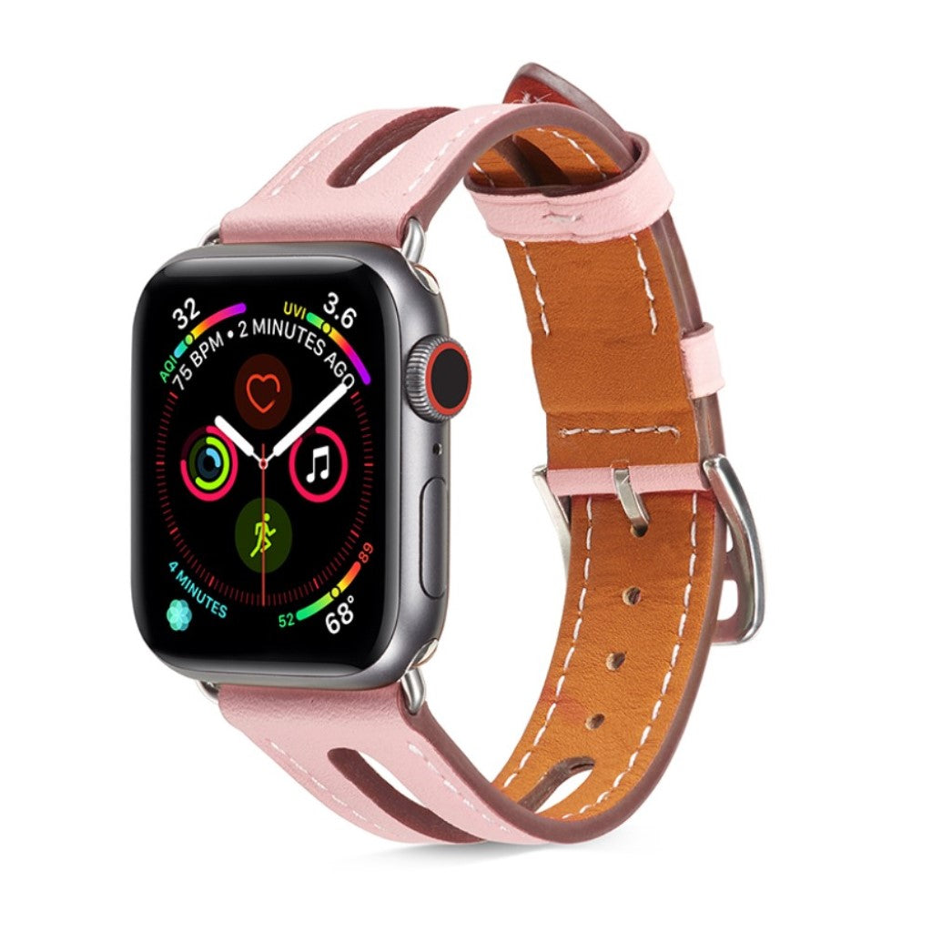  Apple Watch Series 5 40mm / Apple Watch 40mm Ægte læder Rem - Pink#serie_4