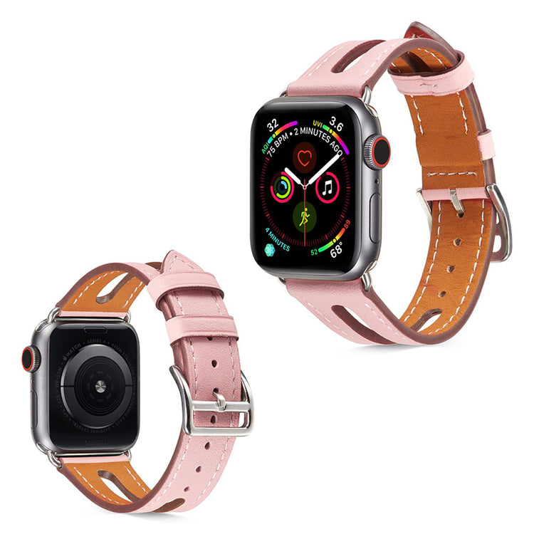  Apple Watch Series 5 40mm / Apple Watch 40mm Ægte læder Rem - Pink#serie_4