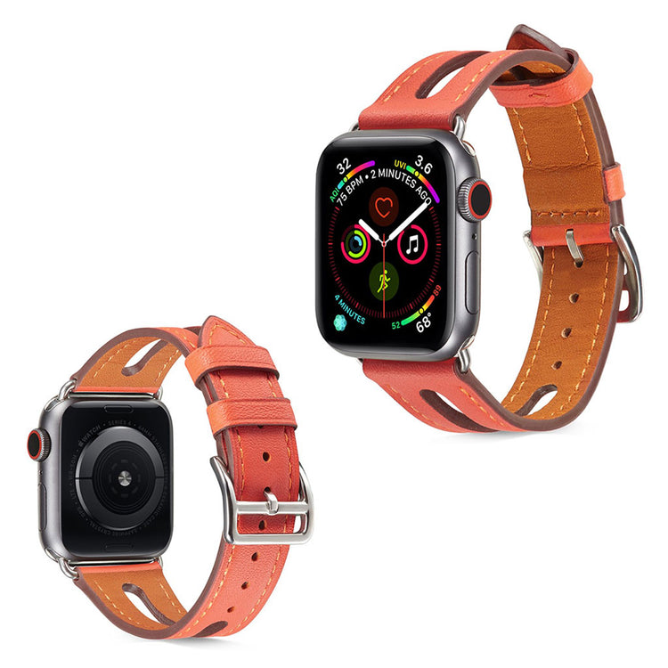  Apple Watch Series 5 40mm / Apple Watch 40mm Ægte læder Rem - Orange#serie_5