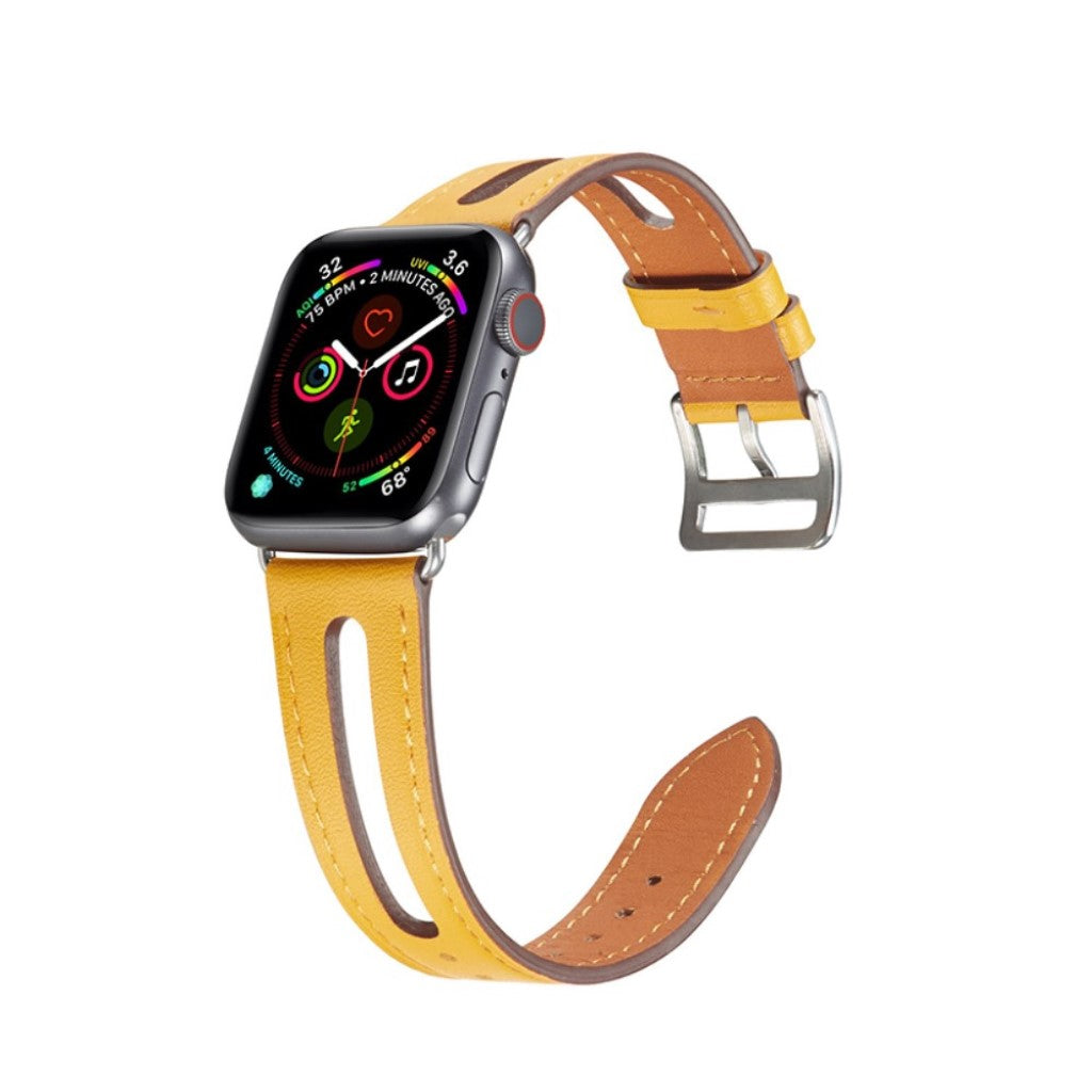  Apple Watch Series 5 40mm / Apple Watch 40mm Ægte læder Rem - Gul#serie_6