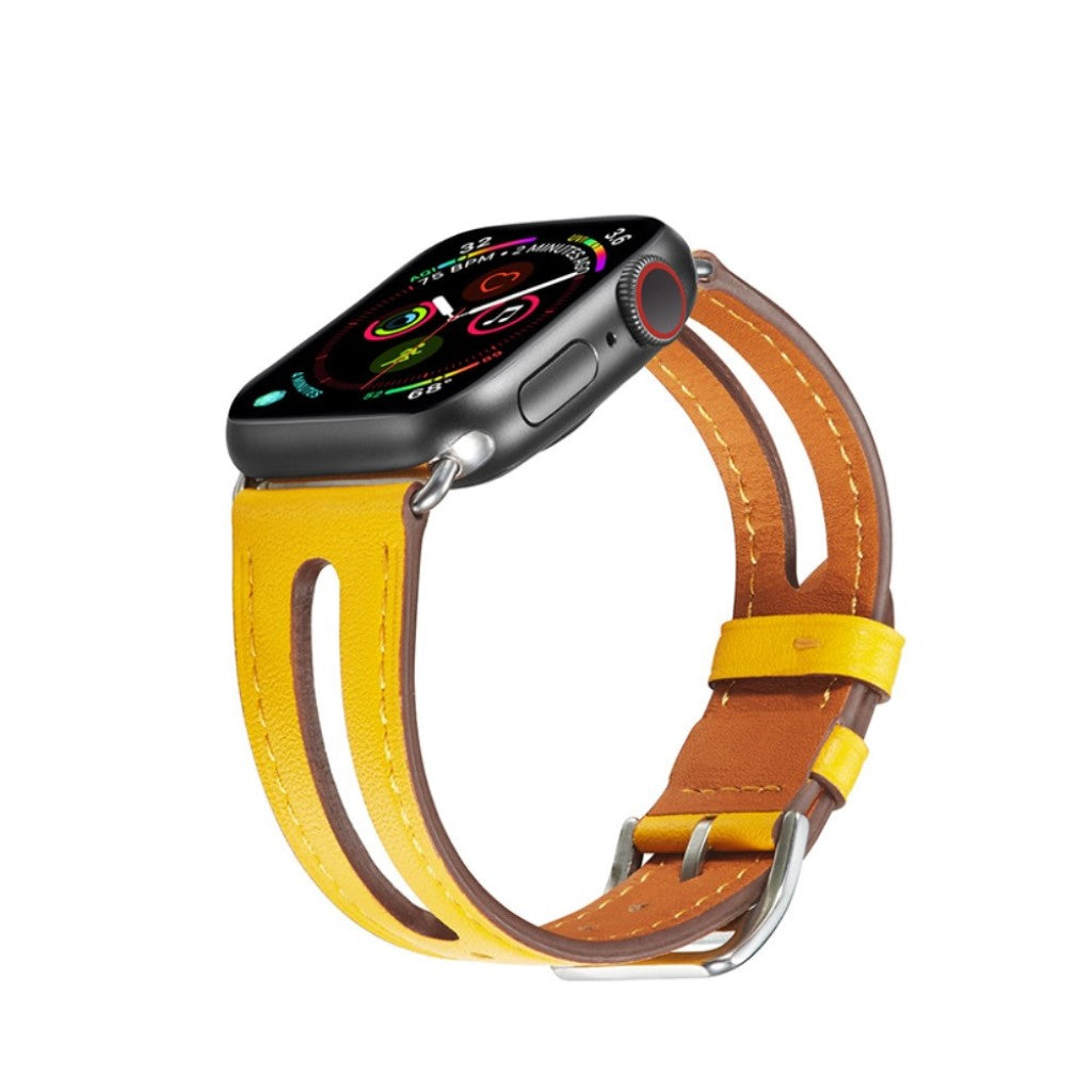  Apple Watch Series 5 40mm / Apple Watch 40mm Ægte læder Rem - Gul#serie_6