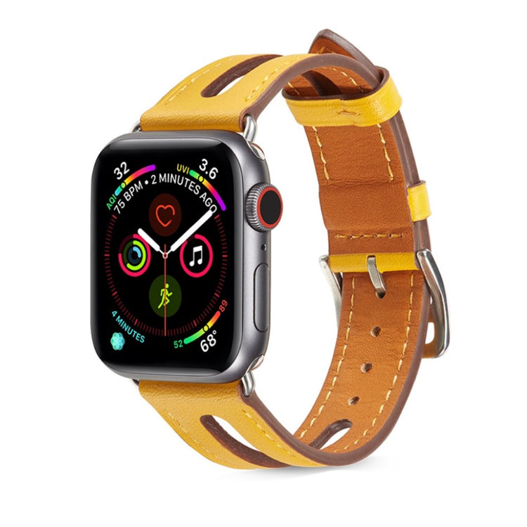  Apple Watch Series 5 40mm / Apple Watch 40mm Ægte læder Rem - Gul#serie_6