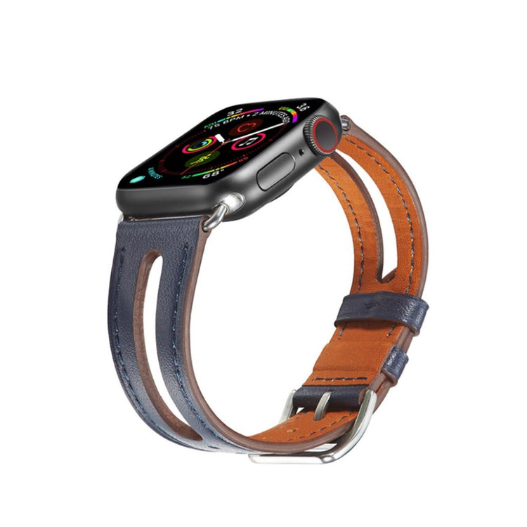  Apple Watch Series 5 40mm / Apple Watch 40mm Ægte læder Rem - Blå#serie_8