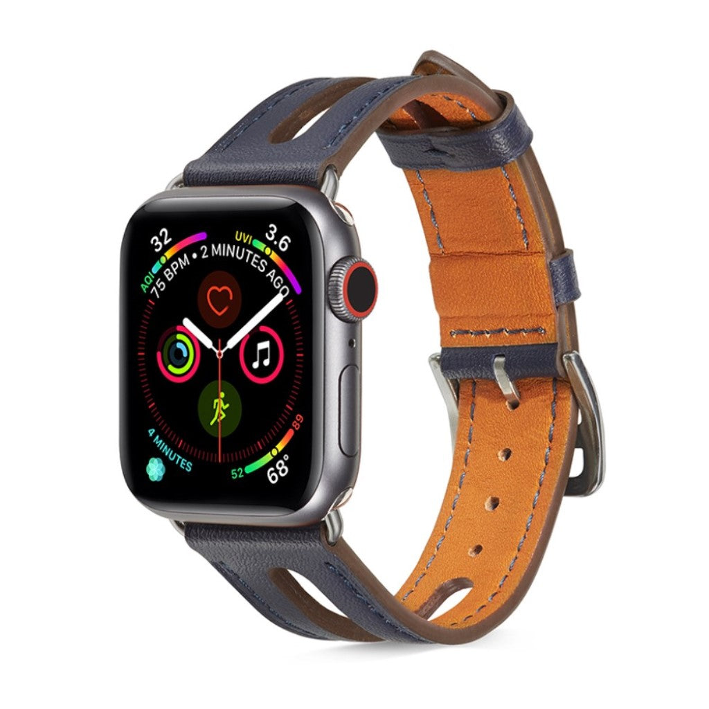  Apple Watch Series 5 40mm / Apple Watch 40mm Ægte læder Rem - Blå#serie_8