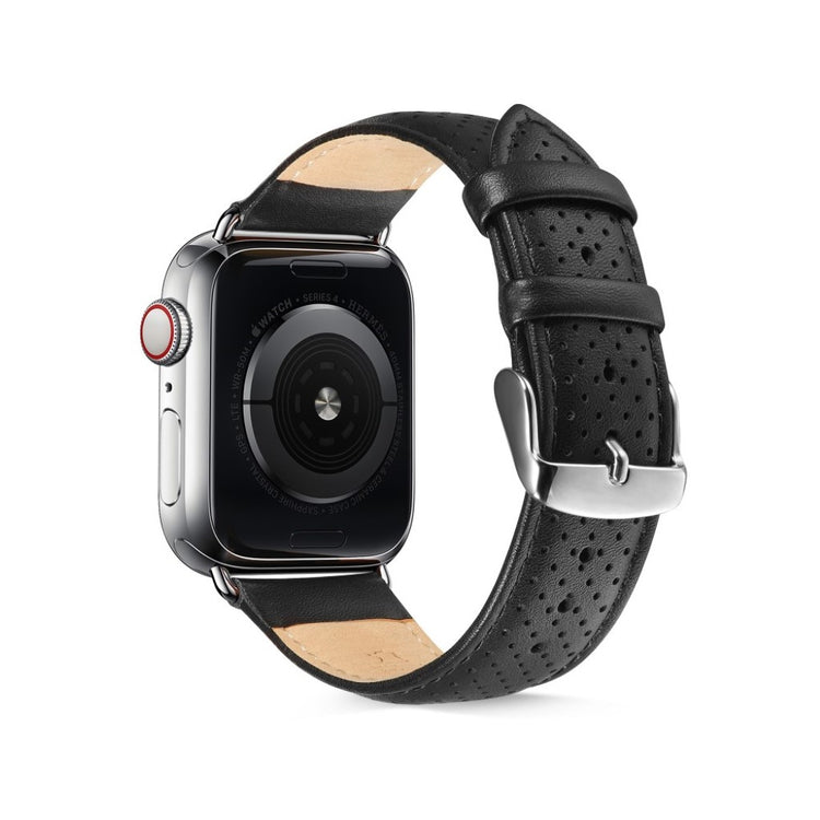 Slidstærk Apple Watch Series 5 40mm Ægte læder Rem - Sort#serie_104