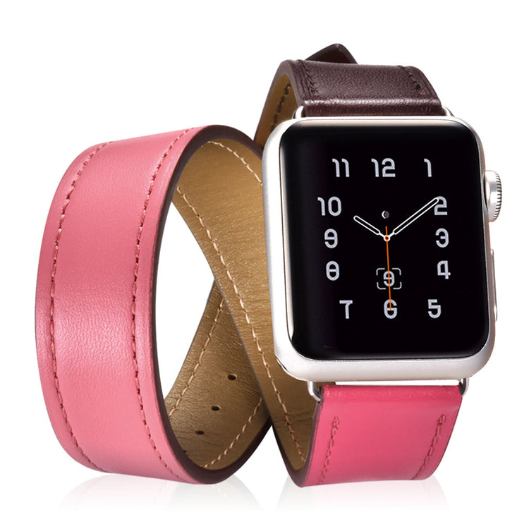  Apple Watch Series 5 44mm / Apple Watch 44mm Ægte læder Rem - Pink#serie_1