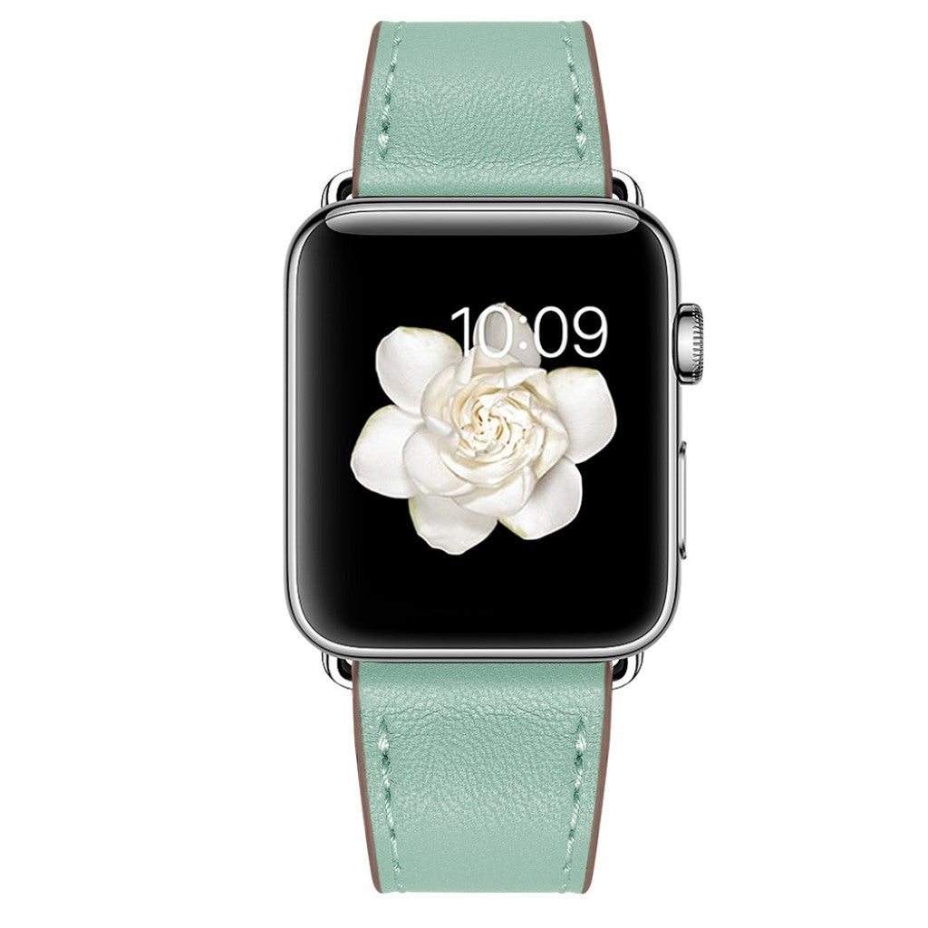  Apple Watch Series 5 44mm / Apple Watch 44mm Ægte læder Rem - Grøn#serie_1