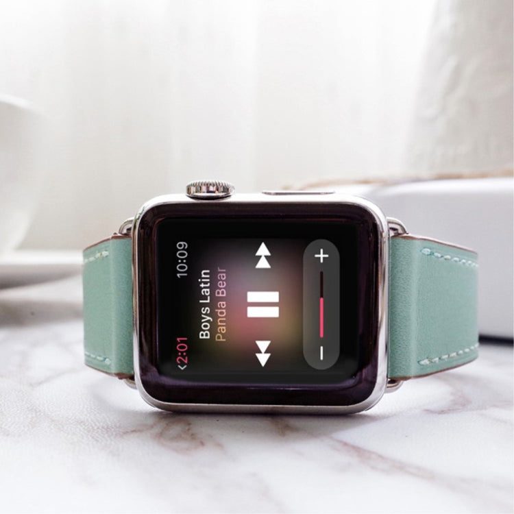  Apple Watch Series 5 44mm / Apple Watch 44mm Ægte læder Rem - Grøn#serie_1