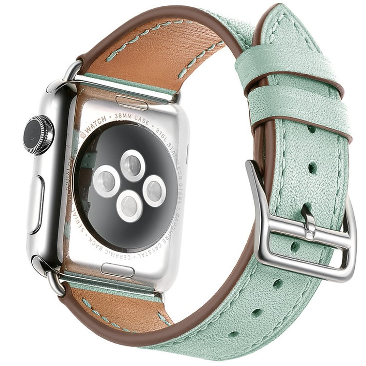  Apple Watch Series 5 44mm / Apple Watch 44mm Ægte læder Rem - Grøn#serie_1