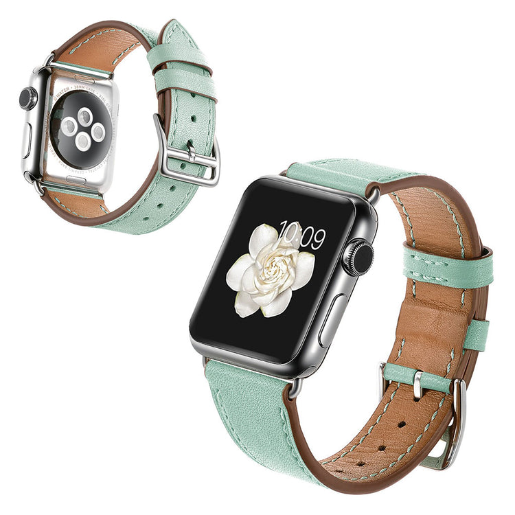  Apple Watch Series 5 44mm / Apple Watch 44mm Ægte læder Rem - Grøn#serie_1