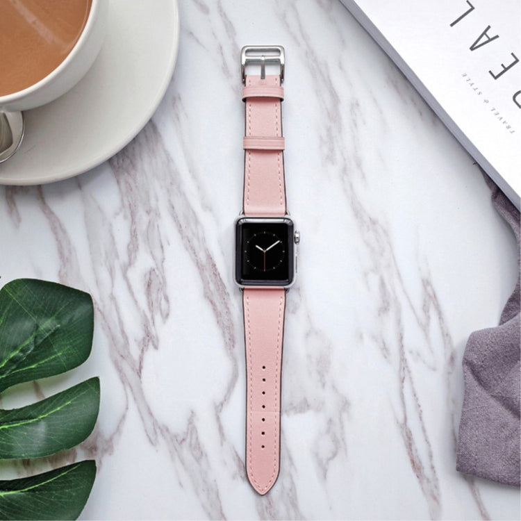  Apple Watch Series 5 44mm / Apple Watch 44mm Ægte læder Rem - Pink#serie_2