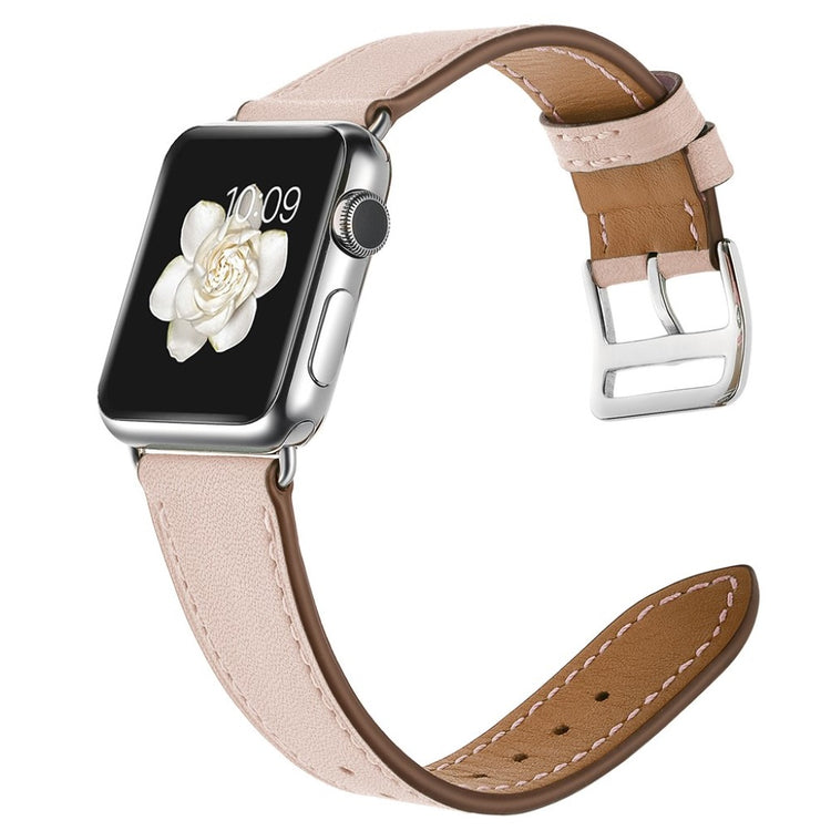  Apple Watch Series 5 44mm / Apple Watch 44mm Ægte læder Rem - Pink#serie_2