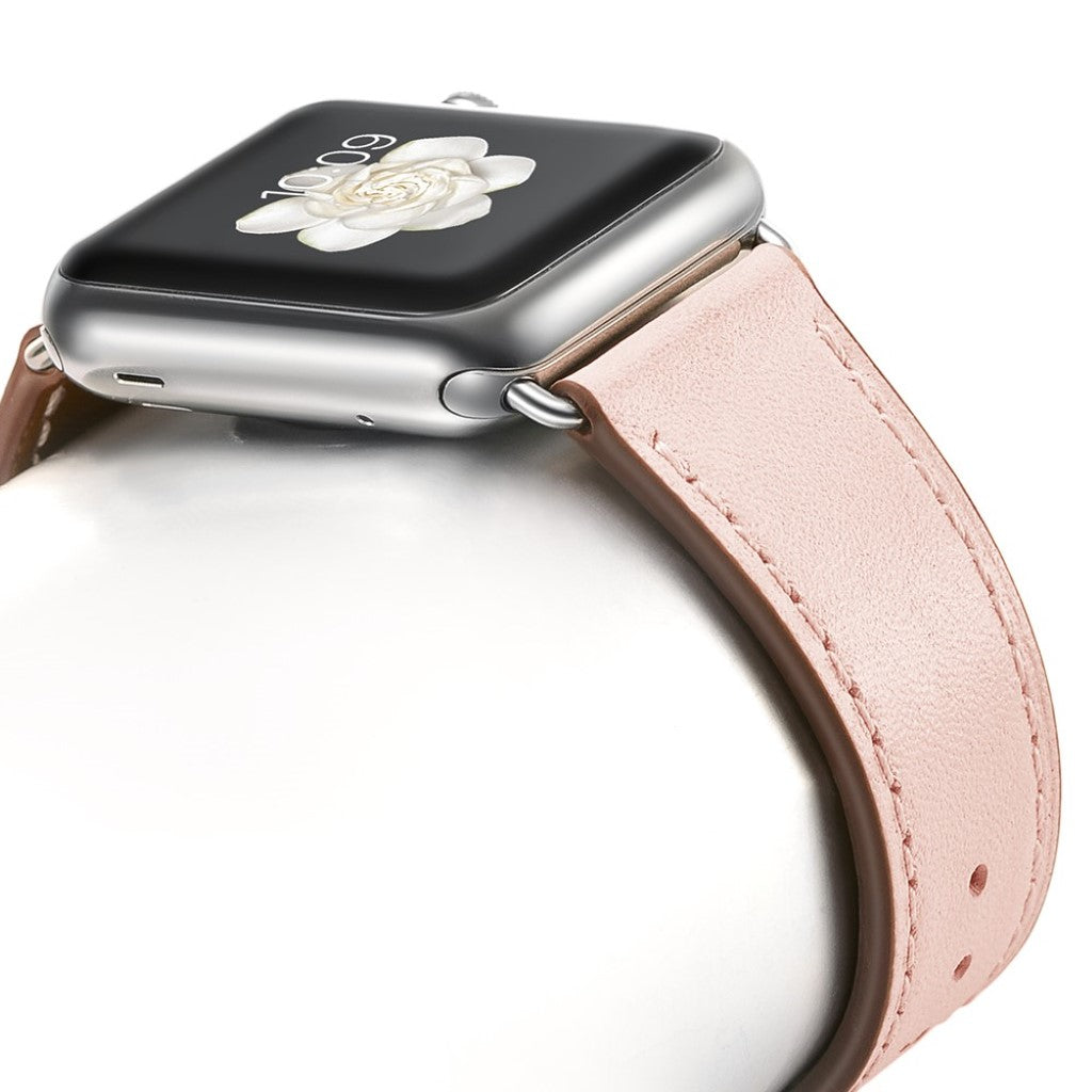  Apple Watch Series 5 44mm / Apple Watch 44mm Ægte læder Rem - Pink#serie_2