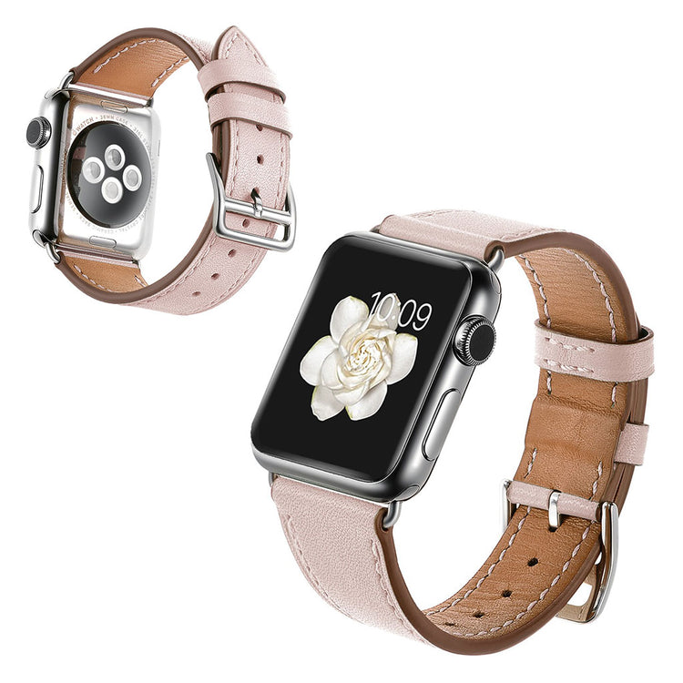  Apple Watch Series 5 44mm / Apple Watch 44mm Ægte læder Rem - Pink#serie_2