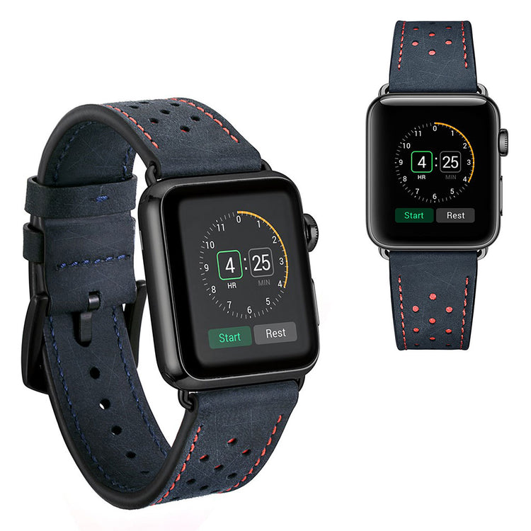  Apple Watch Series 5 44mm / Apple Watch 44mm Ægte læder Rem - Blå#serie_1