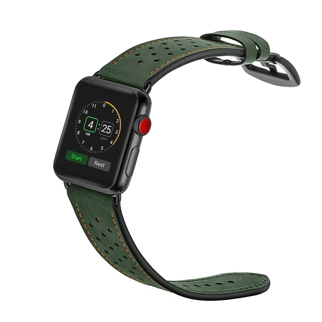  Apple Watch Series 5 44mm / Apple Watch 44mm Ægte læder Rem - Grøn#serie_2