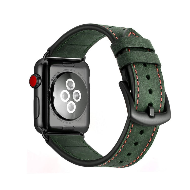  Apple Watch Series 5 44mm / Apple Watch 44mm Ægte læder Rem - Grøn#serie_2