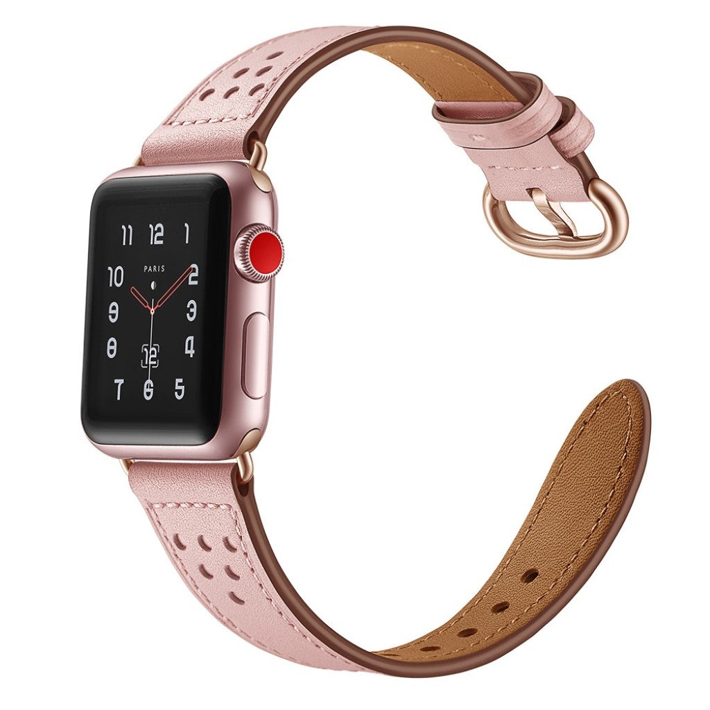  Apple Watch Series 5 44mm / Apple Watch 44mm Ægte læder Rem - Pink#serie_3