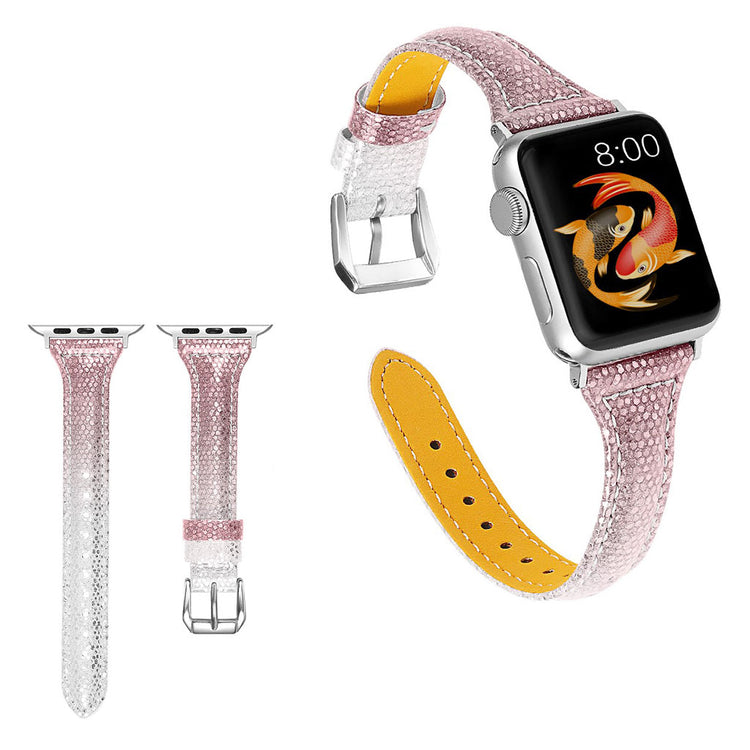  Apple Watch Series 5 44mm / Apple Watch 44mm Ægte læder Rem - Pink#serie_2