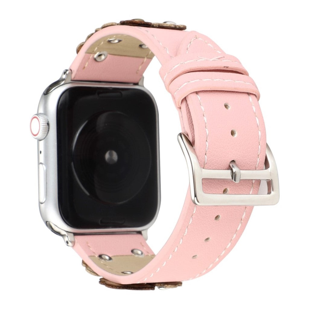  Apple Watch Series 5 44mm / Apple Watch 44mm Ægte læder Rem - Pink#serie_1