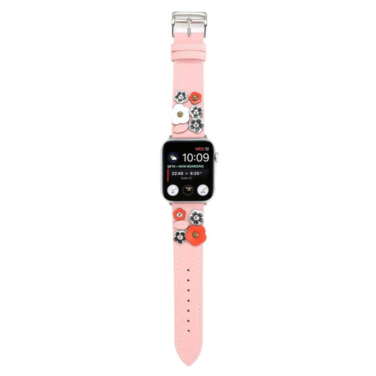  Apple Watch Series 5 44mm / Apple Watch 44mm Ægte læder Rem - Pink#serie_1