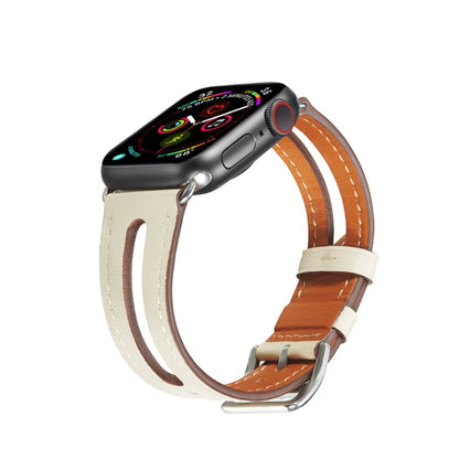  Apple Watch Series 5 44mm / Apple Watch 44mm Ægte læder Rem - Beige#serie_2