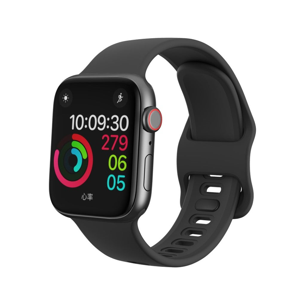 Super kønt Apple Watch Series 5 44mm Silikone Rem - Sort#serie_1