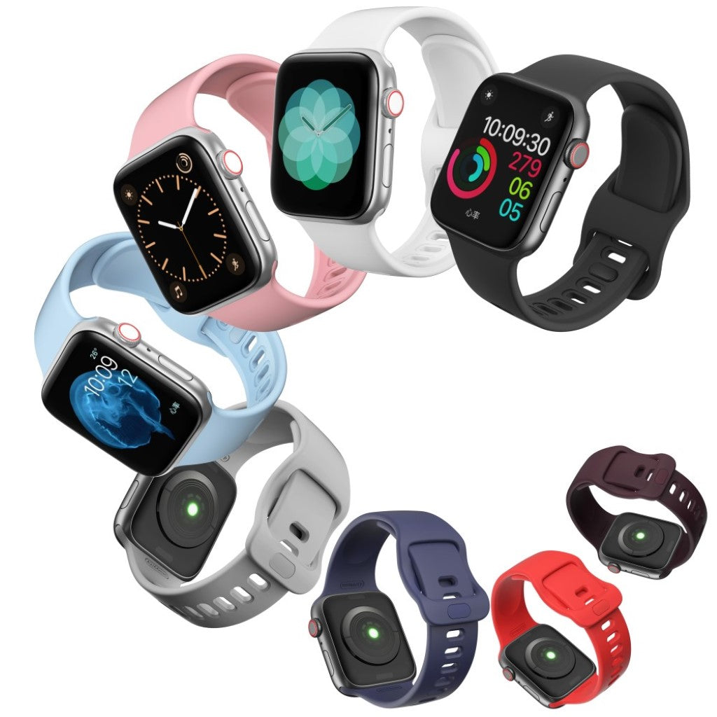 Super kønt Apple Watch Series 5 44mm Silikone Rem - Sort#serie_1