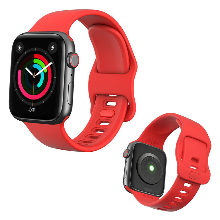 Super kønt Apple Watch Series 5 44mm Silikone Rem - Rød#serie_4