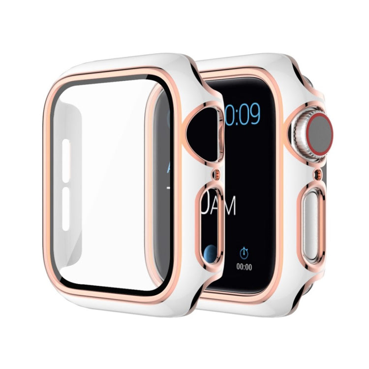 Rigtigt Fed Apple Watch Series 6 40mm / Apple Watch Series 5 40mm Cover med Skærmbeskytter i Silikone og Hærdet Glas - Hvid#serie_1