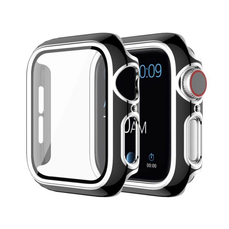 Rigtigt Fed Apple Watch Series 6 40mm / Apple Watch Series 5 40mm Cover med Skærmbeskytter i Silikone og Hærdet Glas - Sort#serie_4