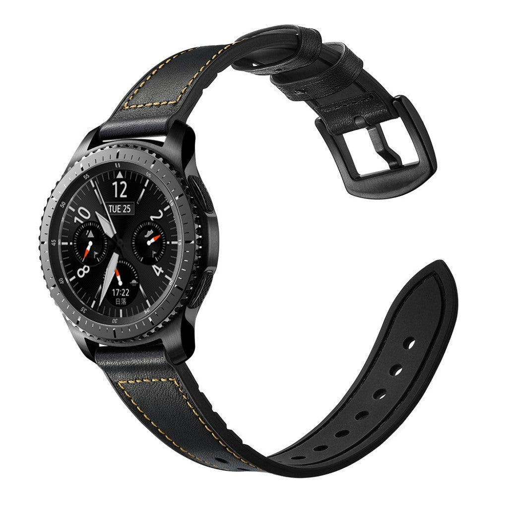  Samsung Gear S3 / Samsung Gear S3 Frontier Ægte læder Rem - Sort#serie_4