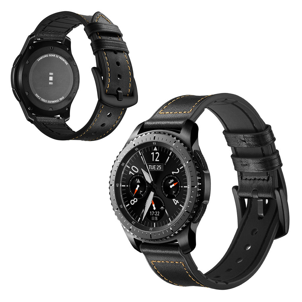  Samsung Gear S3 / Samsung Gear S3 Frontier Ægte læder Rem - Sort#serie_4