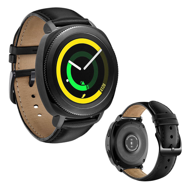 Helt vildt hårdfør Samsung Gear Sport Ægte læder Rem - Sort#serie_1