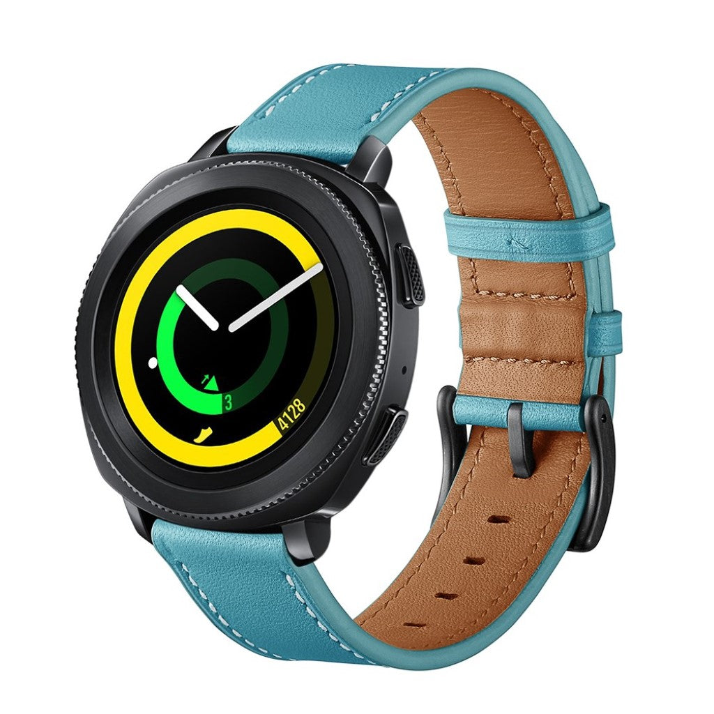 Helt vildt sejt Samsung Gear Sport Ægte læder Rem - Blå#serie_4