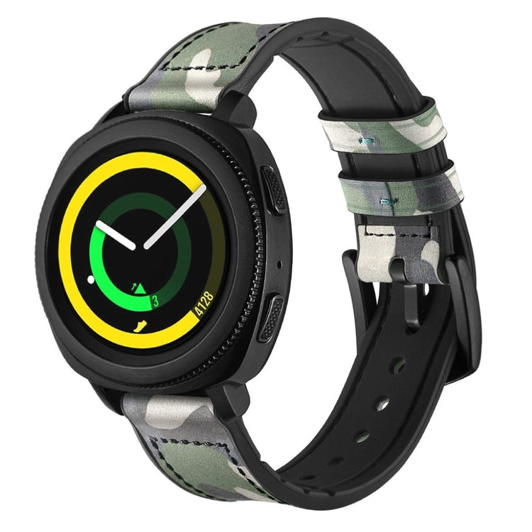 Glimrende Samsung Gear Sport Ægte læder og Silikone Rem - Grøn#serie_3