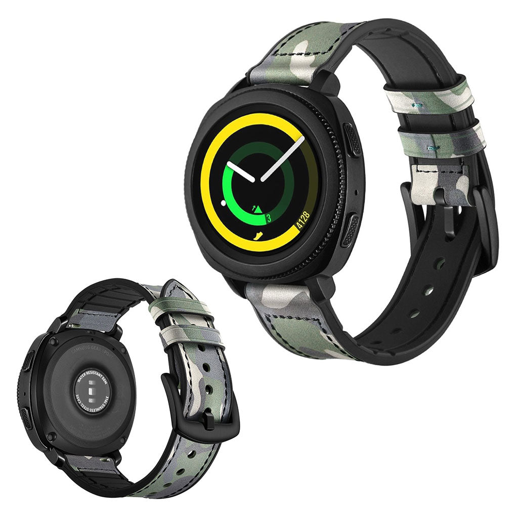 Glimrende Samsung Gear Sport Ægte læder og Silikone Rem - Grøn#serie_3