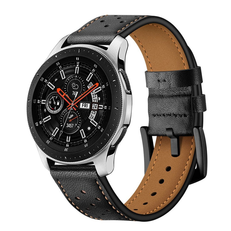 Fed Samsung Galaxy Watch (46mm) Ægte læder Rem - Sort#serie_1