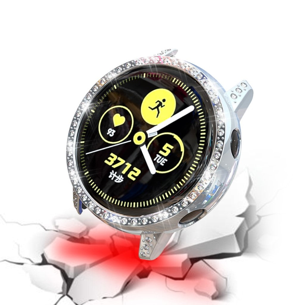 Samsung Galaxy Watch Active  Rhinsten og Silikone Bumper  - Sølv#serie_2