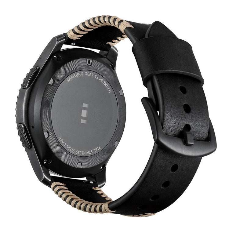 Meget godt Samsung Gear S3 Frontier Ægte læder Rem - Sort#serie_1