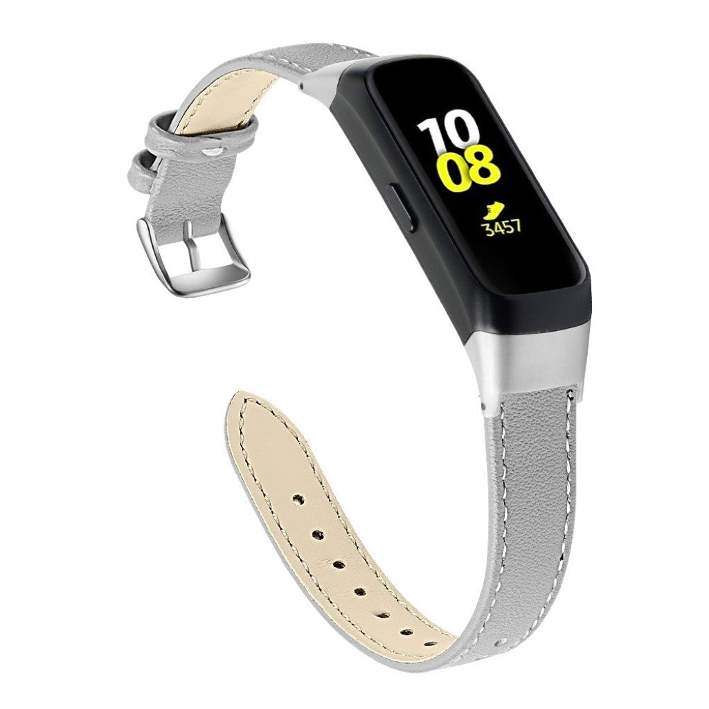 Stilfuld Samsung Galaxy Fit Ægte læder Rem - Sølv#serie_11