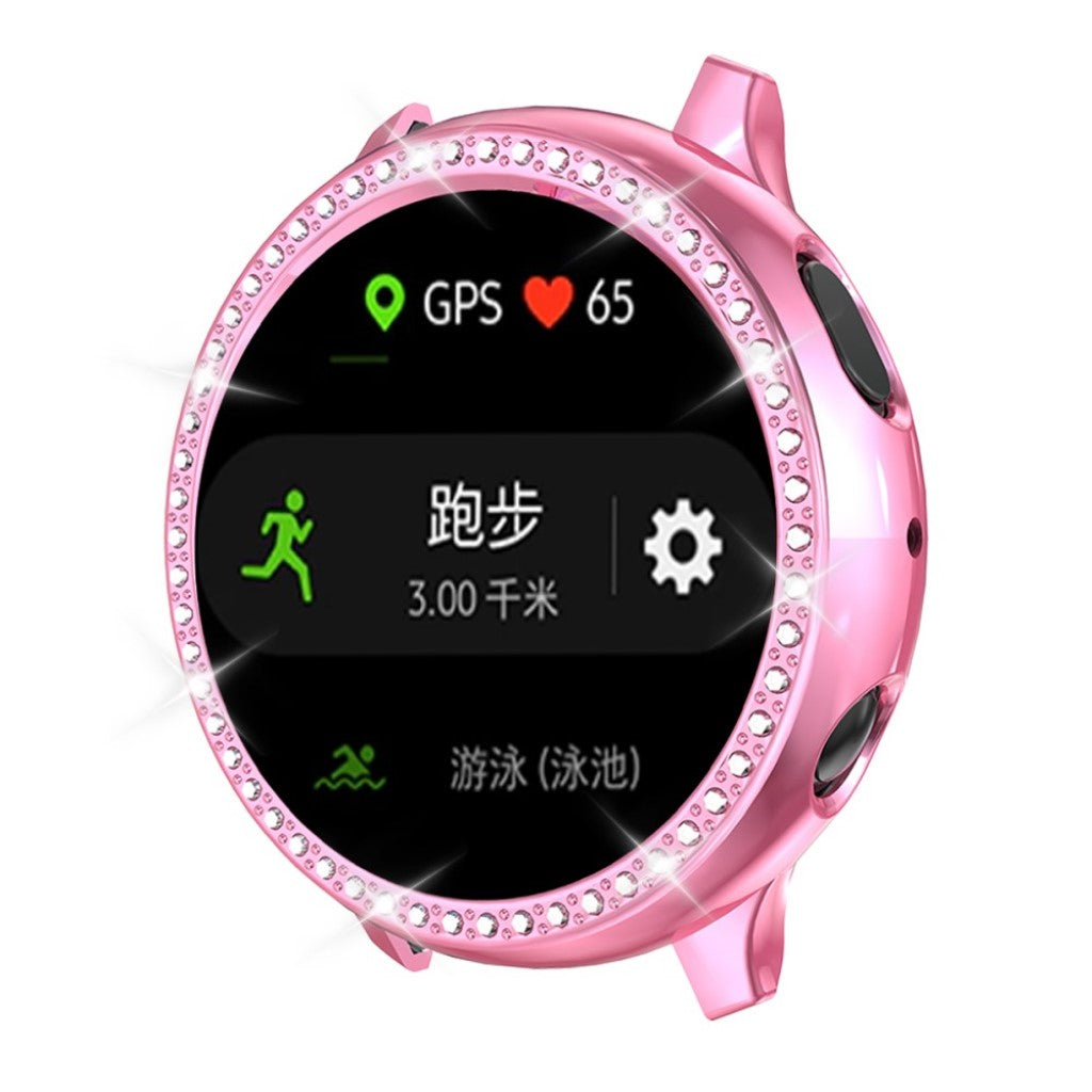 Samsung Galaxy Watch Active 2 - 40mm  Rhinsten og Silikone Bumper  - Pink#serie_4