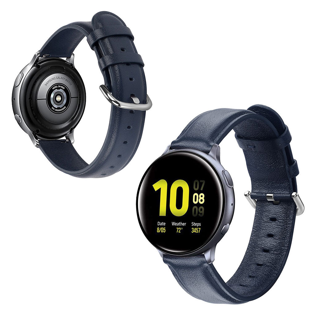 Fed Samsung Galaxy Watch Active 2 - 44mm Ægte læder Rem - Blå#serie_6