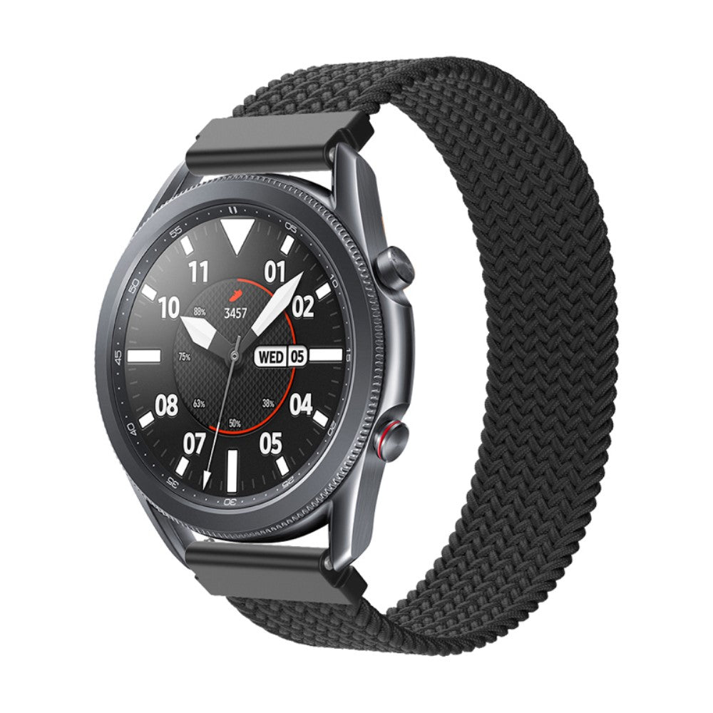 Rigtigt holdbart Samsung Galaxy Watch 3 (45mm) Nylon Rem - Størrelse: L - Sort#serie_23