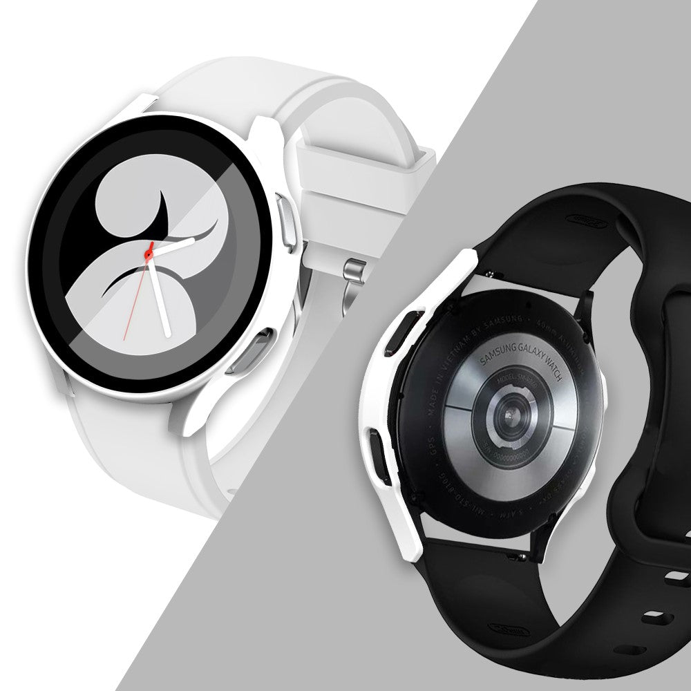 Meget Fed Samsung Galaxy Watch 4 (44mm) Cover med Skærmbeskytter i Plastik og Hærdet Glas - Hvid#serie_2